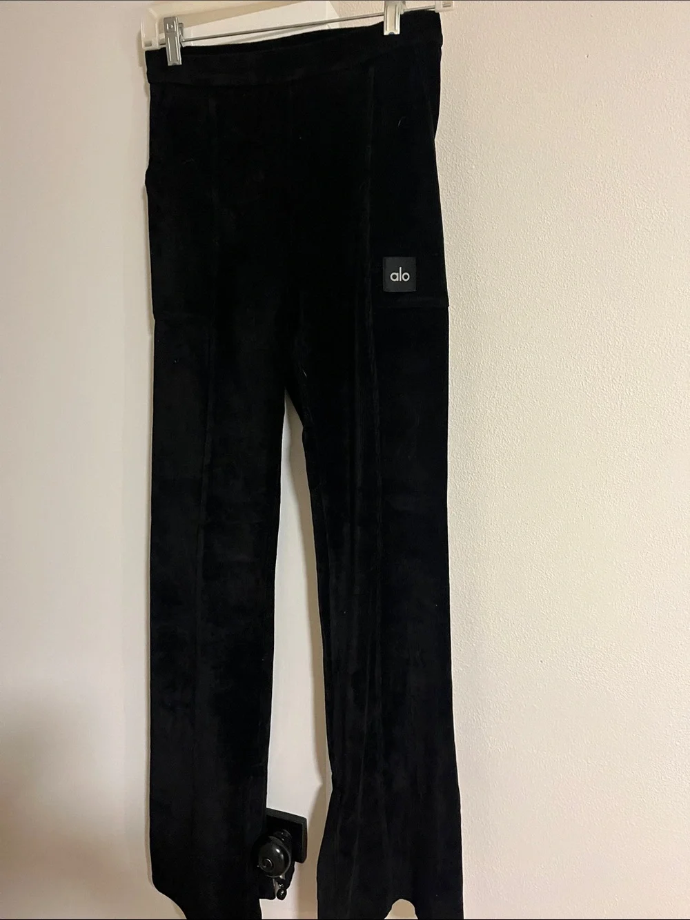 ALO Winter Break High Waist Flare Microcorduroy Pants In Black